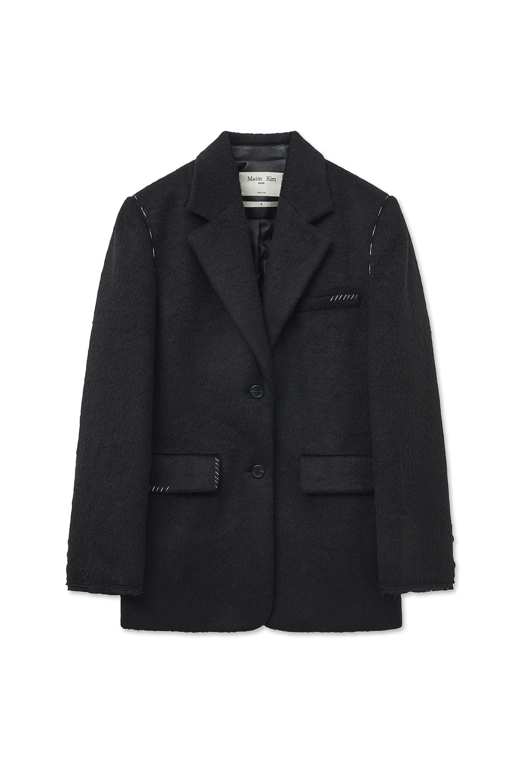 Matin Kim - Hairy Overfit Stitch Single Jacket (Black) product image 1 | TRAB K-Fashion Australia