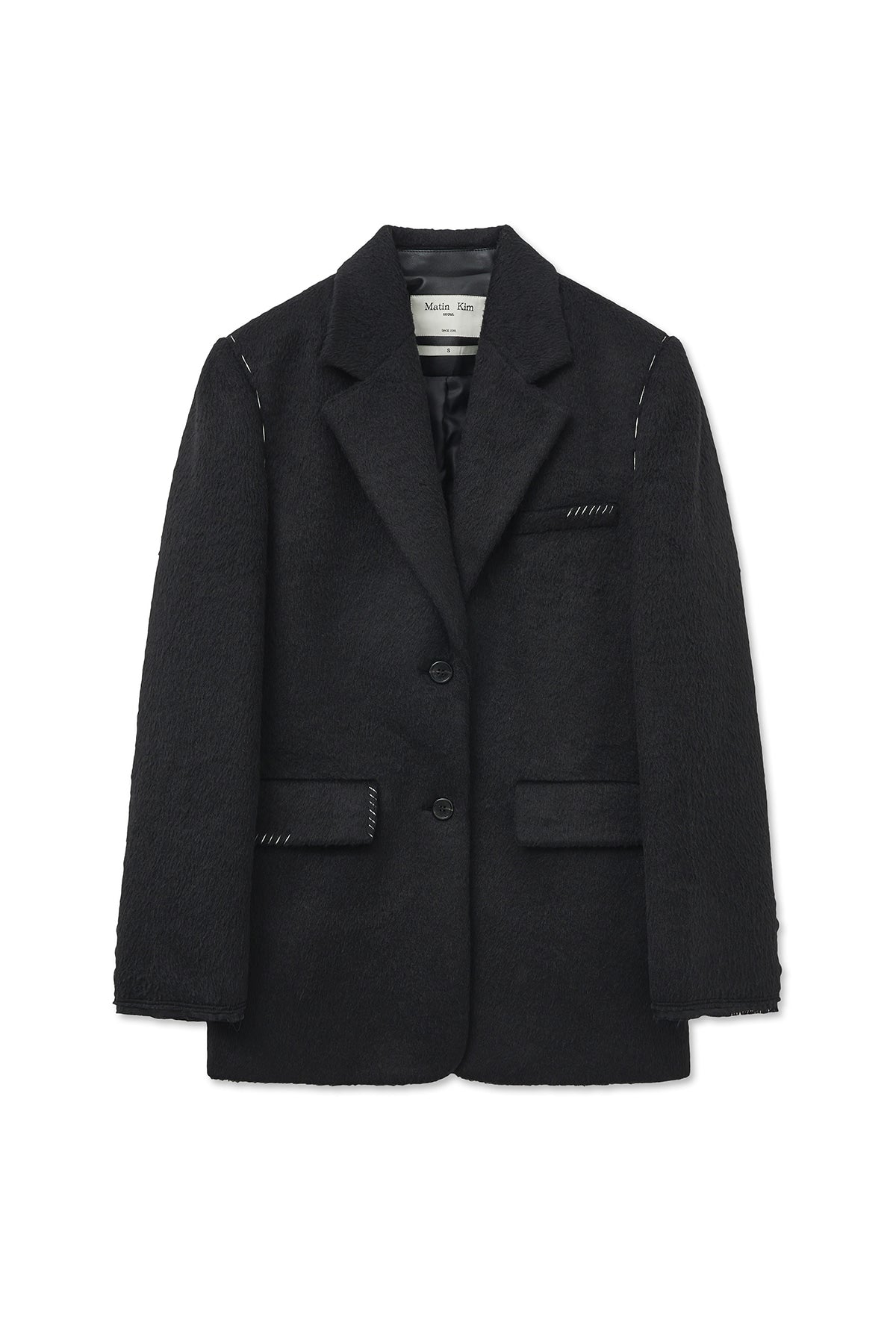 Matin Kim - Hairy Overfit Stitch Single Jacket (Black) product image 1 | TRAB K-Fashion Australia