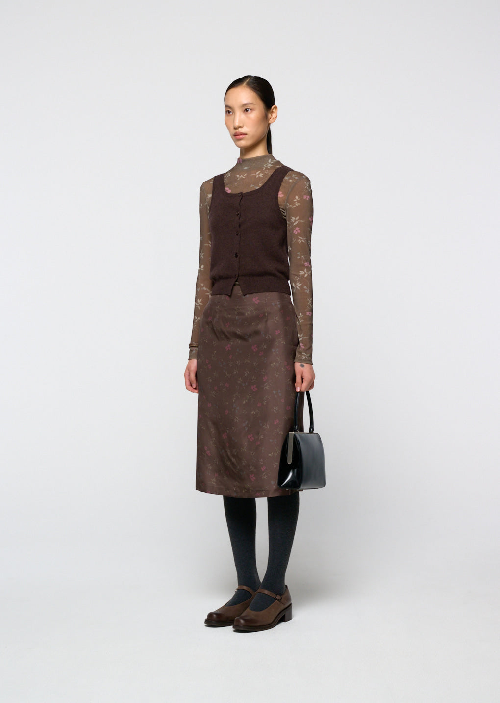 Amomento - Cashmere Button Up U-neck Vest (Brown) product image 3 | TRAB K-Fashion Australia