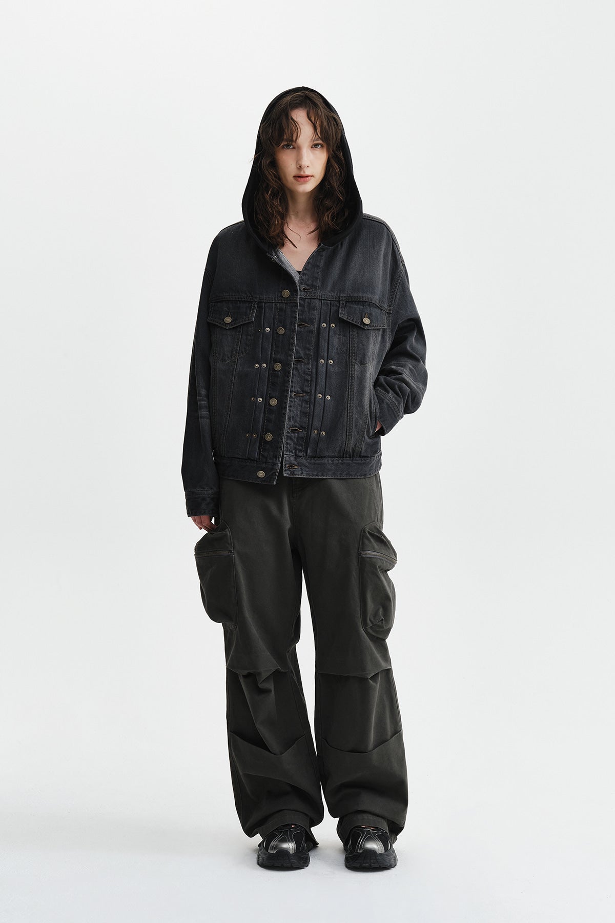 Matin Kim - Western Panel Hooded Denim Jumper (Black) product image 10 | TRAB K-Fashion Australia