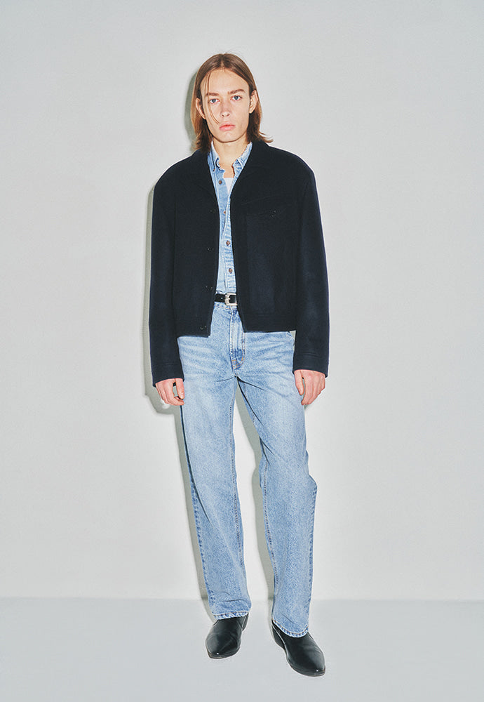 Tonywack - Wool Melton Chest Pocket Cropped Blouson (Navy) product image 1 | TRAB K-Fashion Australia