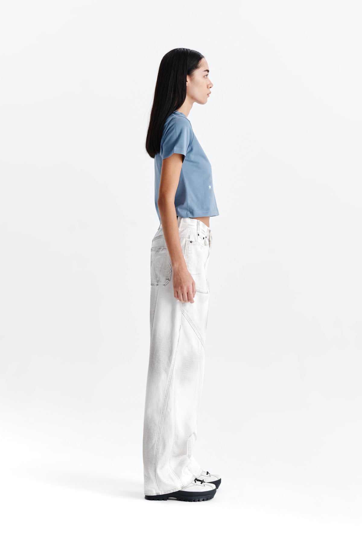 Matin Kim - Dazzle Lettering Crop Top (Blue) product image 6 | TRAB K-Fashion Australia