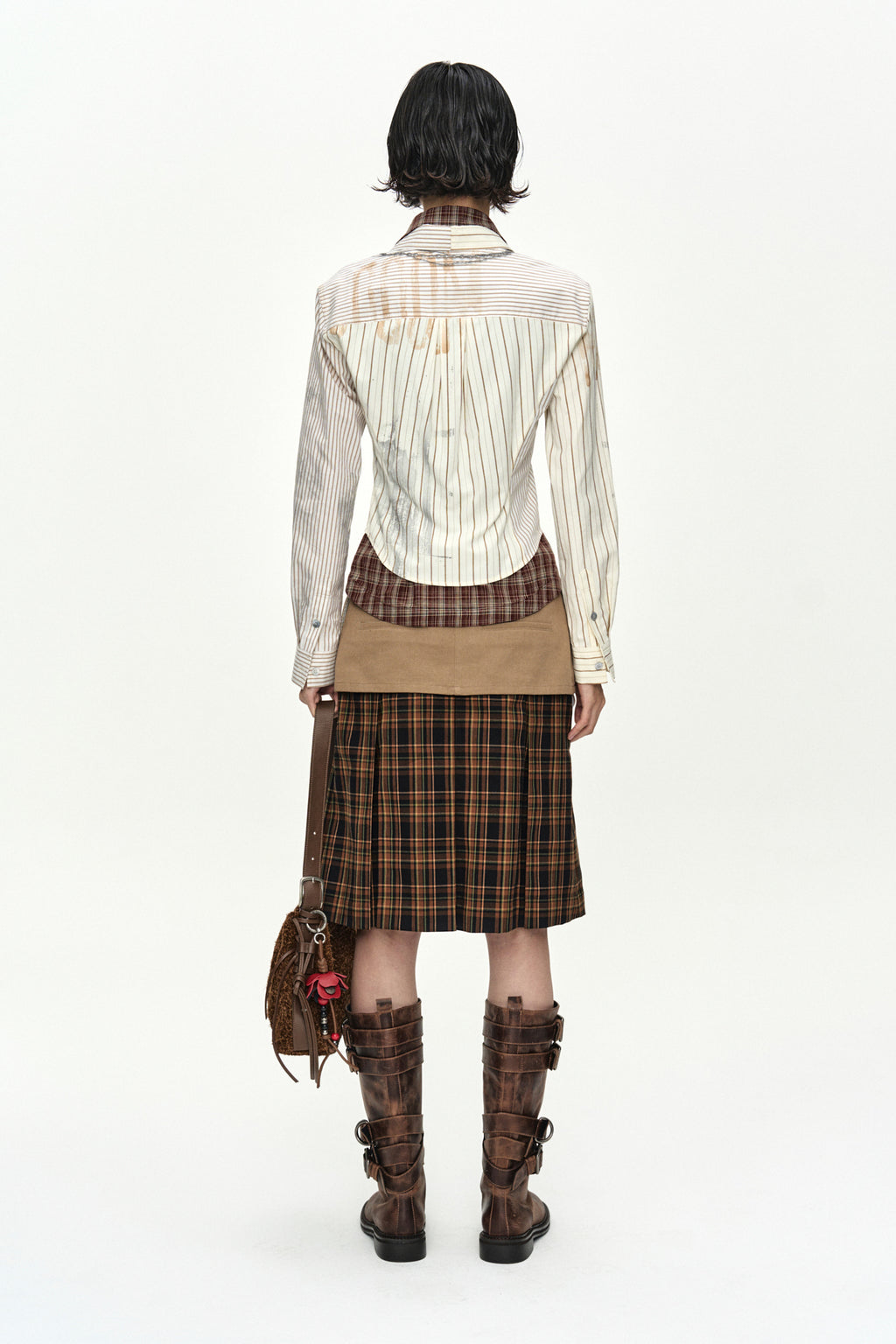 Andersson Bell - Necklace & Choker Trompe-L'oeil Graphic Shirt (Beige) product image 3 | TRAB K-Fashion Australia