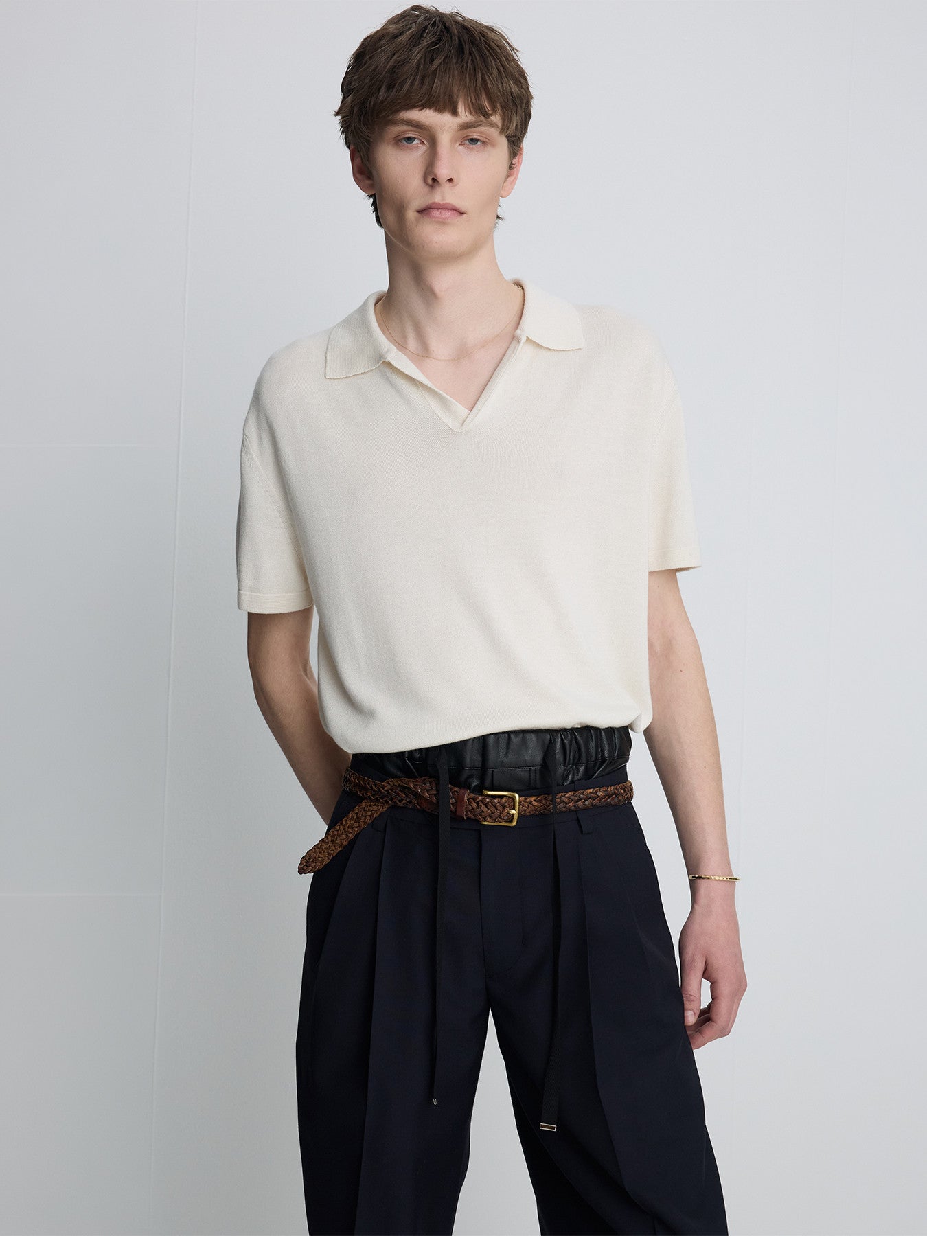 Tonywack - Silk Cashmere Open Collar Knit (Ecru) product image 4 | TRAB K-Fashion Australia