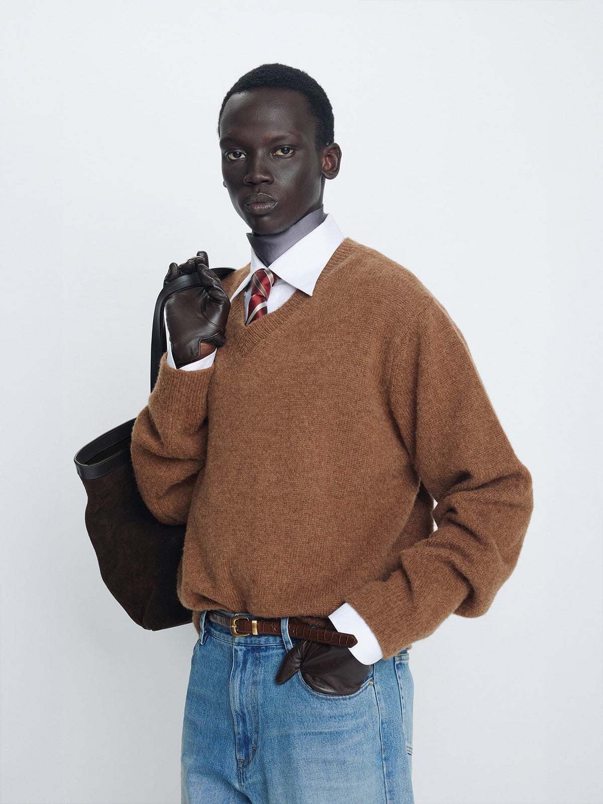 Tonywack - Brushed Shaggy Dog V-Neck Knit (Camel) product image 1 | TRAB K-Fashion Australia