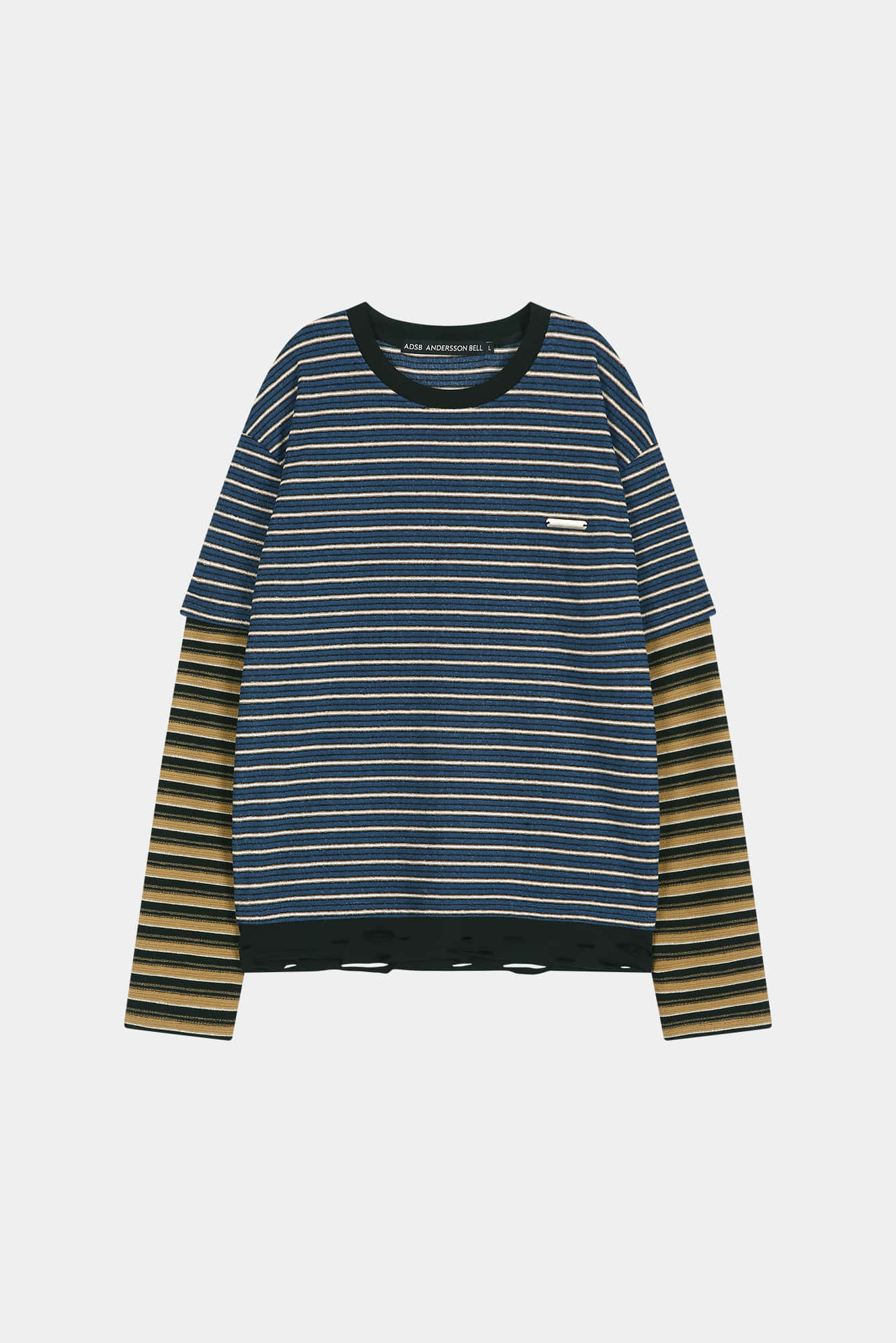 Andersson Bell - Unisex Stripe Layered Long Sleeve T-Shirt (blue) (Blue) product image 8 | TRAB K-Fashion Australia