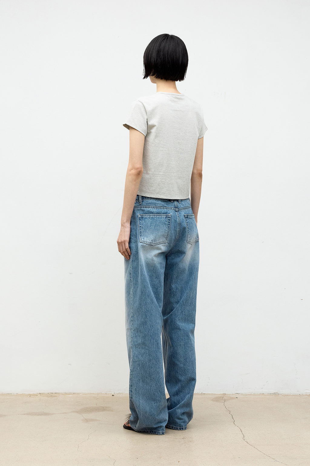 Coor - Stripe Crop T-Shirt (Melange Gray) product image 4 | TRAB K-Fashion Australia