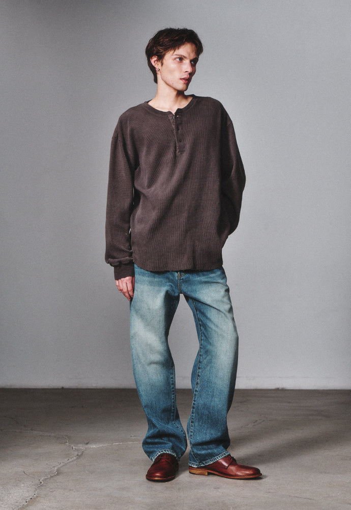 Art if acts - Garment Dyed Waffle Henley (Faded Charcoal) product image 4 | TRAB K-Fashion Australia