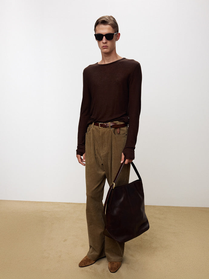 Tonywack - Sheer Wool Ribbed Knit Top (Brown) product image 4 | TRAB K-Fashion Australia