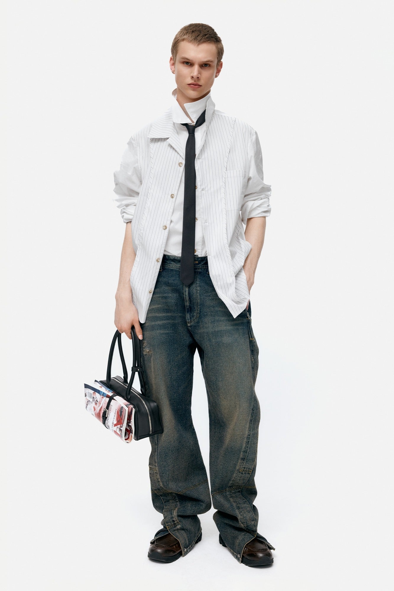 Andersson Bell - Unisex Twisted Zipper Pocket Jeans (Dusty Blue) product image 1 | TRAB K-Fashion Australia