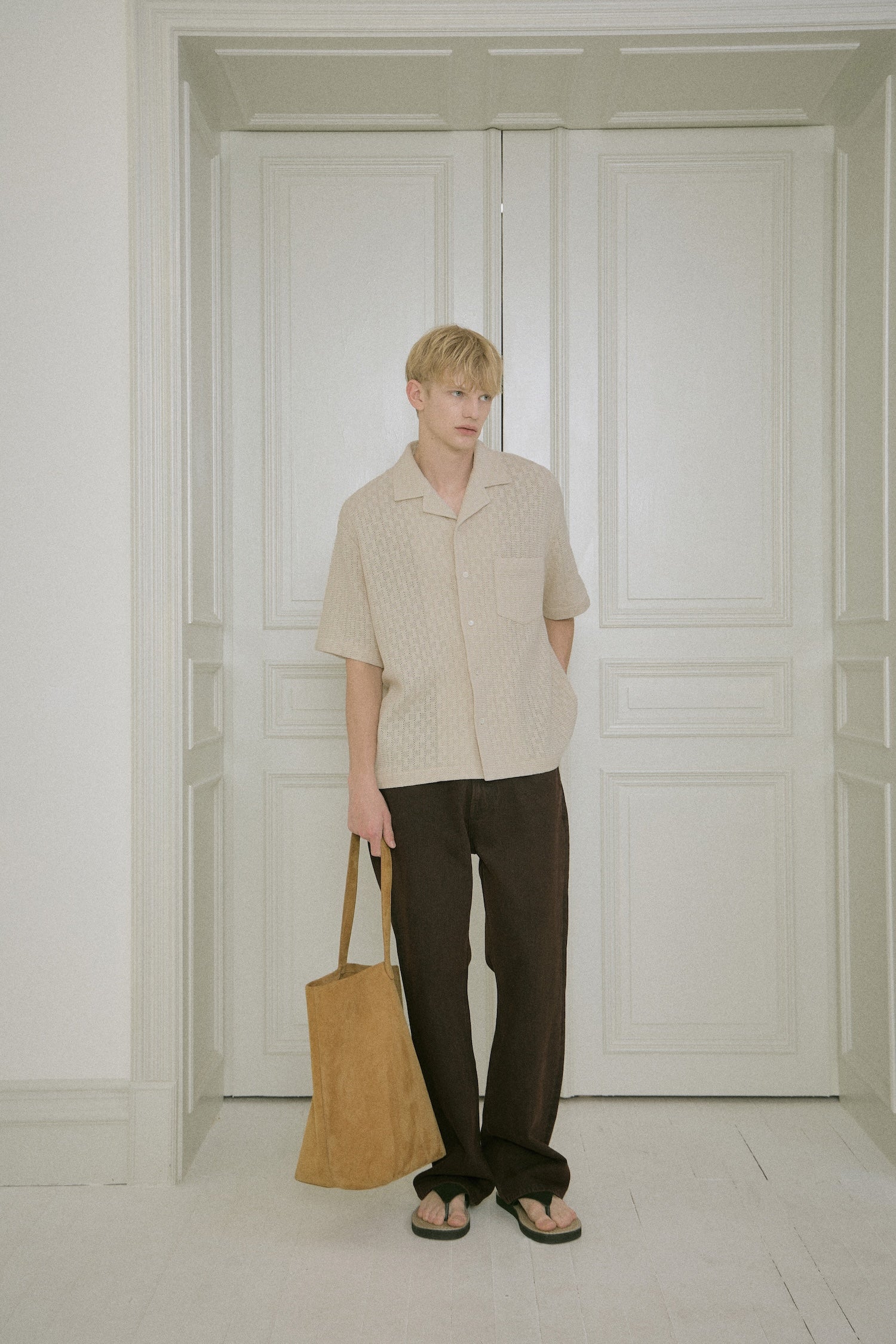 STU - Back Raglan Jacquard Shirt (Ivory) product image 5 | TRAB K-Fashion Australia