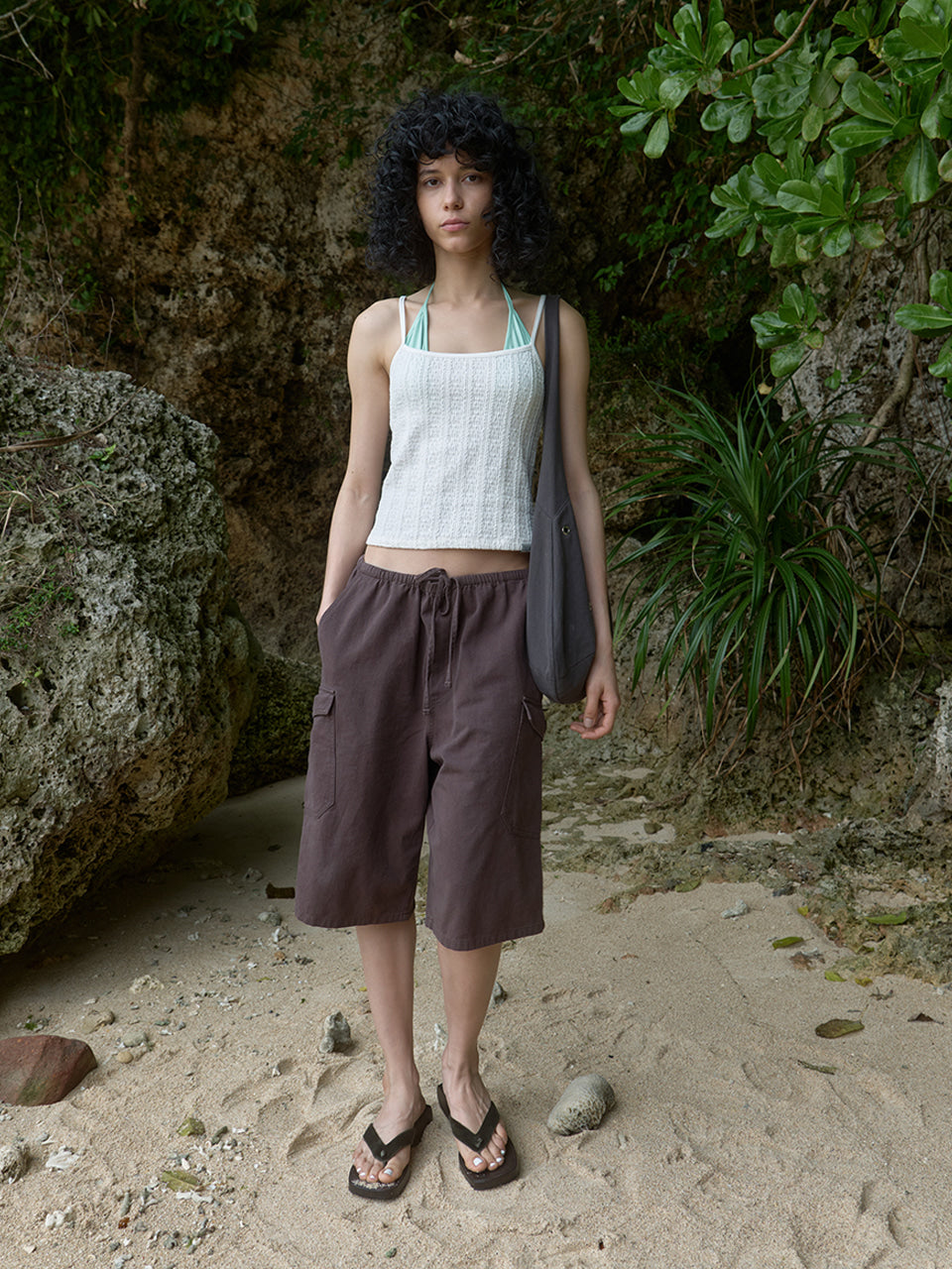 Kijun - Crinkled Knit Tank Top (Off-White) product image 3 | TRAB K-Fashion Australia
