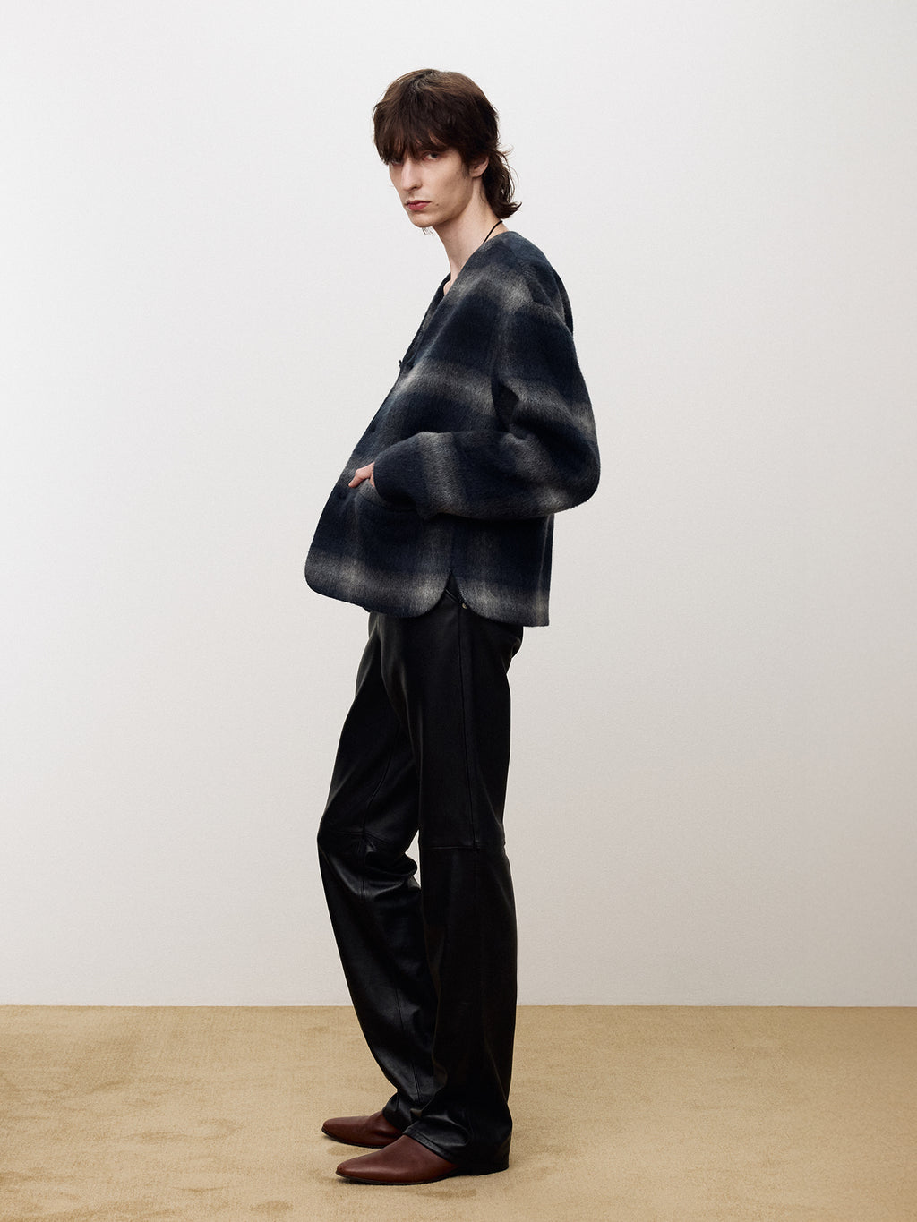 Tonywack - Checked Mohair Blouson Italian Fabric (Navy/Grey) product image 2 | TRAB K-Fashion Australia