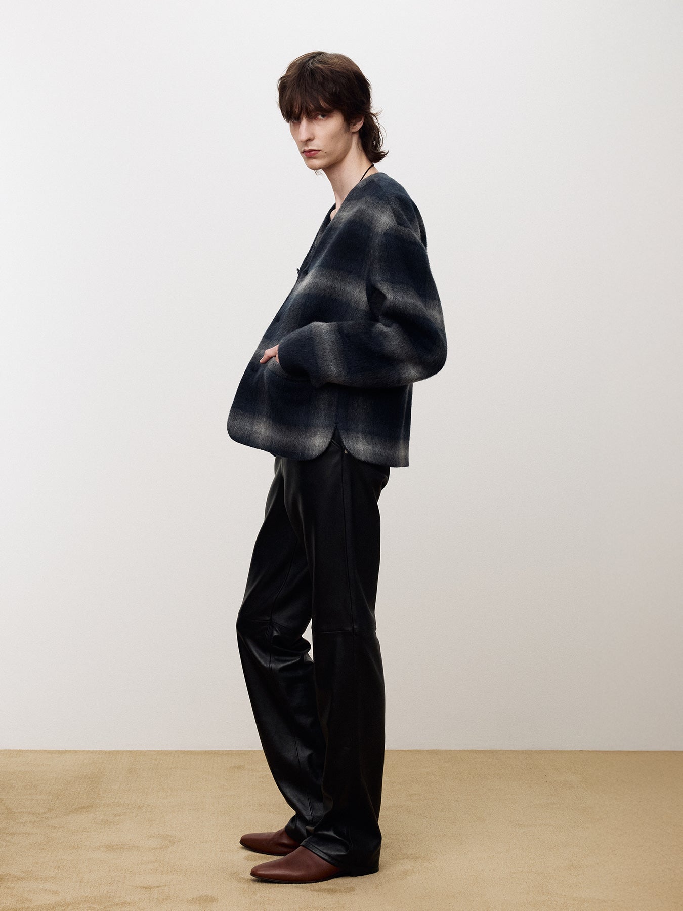 Tonywack - Checked Mohair Blouson Italian Fabric (Navy/Grey) product image 2 | TRAB K-Fashion Australia