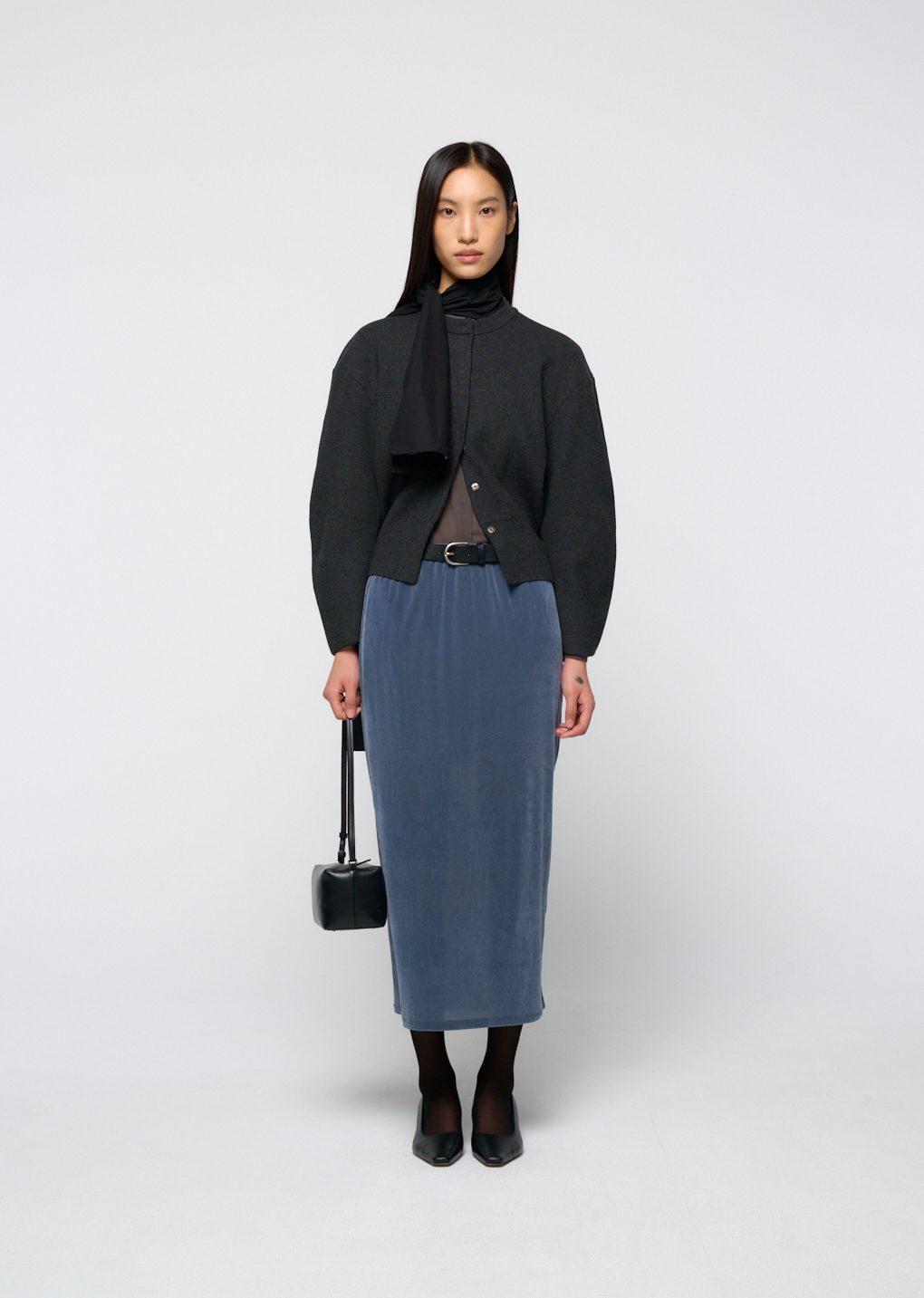Amomento - Rounded sleeve cardigan (Charcoal) product image 2 | TRAB K-Fashion Australia