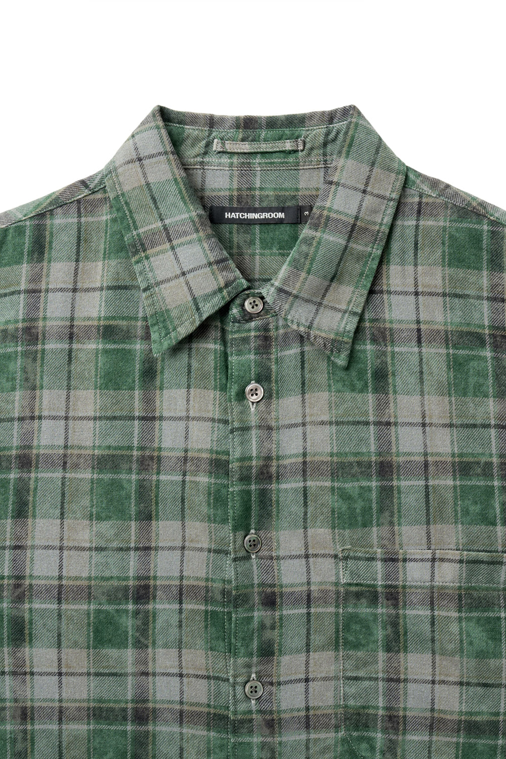 Hatchingroom - Arrow Shirt Over Dyed Bleached Check (Green) product image 3 | TRAB K-Fashion Australia