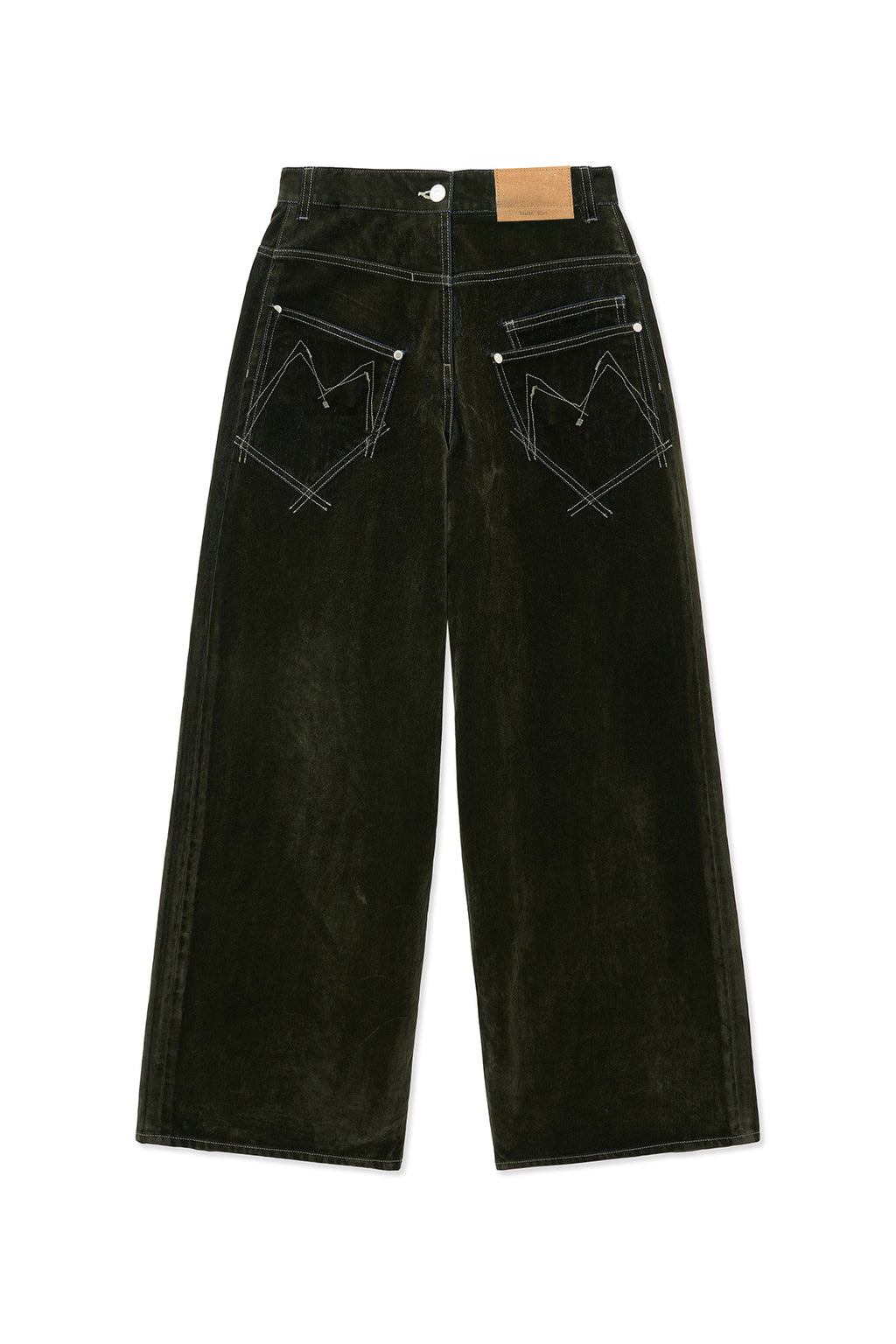 Matin Kim - Reverse Velvet Wide Denim Pants (Khaki) product image 2 | TRAB K-Fashion Australia
