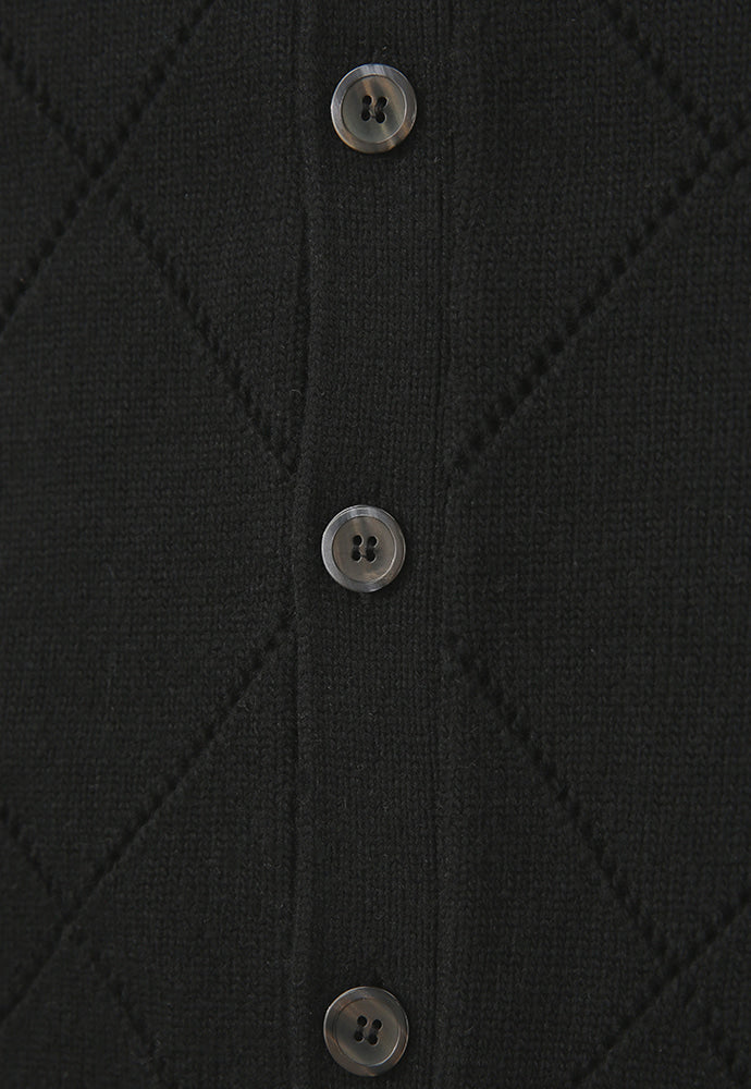 Tonywack - Slashed Argyle Cashmere Cardigan (Black) product image 6 | TRAB K-Fashion Australia