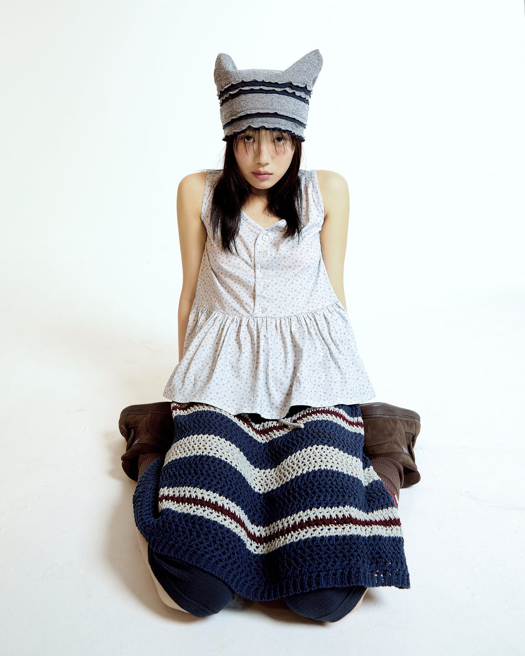 Coyseio - Dudu Ruffle Sleeveless (Ice Grey) product image 2 | TRAB K-Fashion Australia