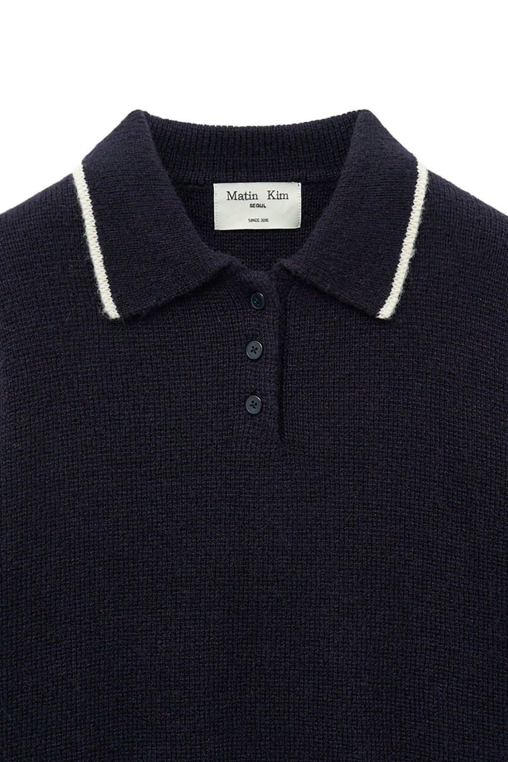 Matin Kim - Back Logo Collar Knit Top (Dark Navy) product image 4 | TRAB K-Fashion Australia