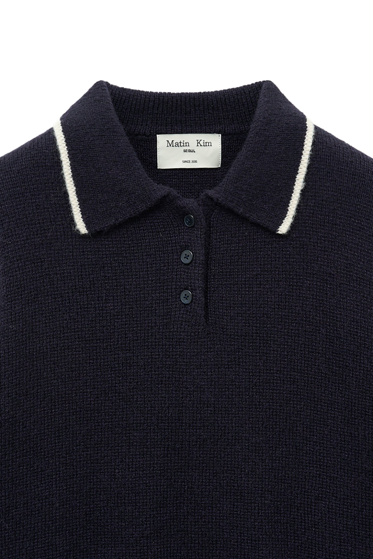 Matin Kim - Back Logo Collar Knit Top (Dark Navy) product image 4 | TRAB K-Fashion Australia
