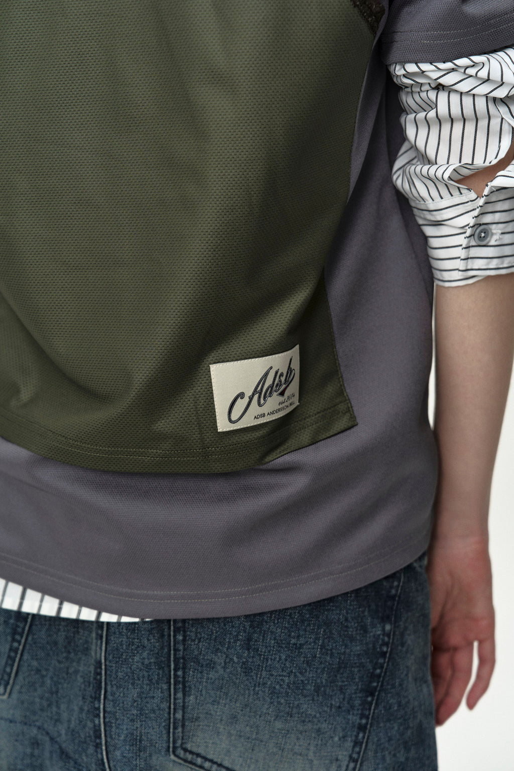 Andersson Bell - Lace Trimmed Polo Jersey Top (Grey/Khaki) product image 6 | TRAB K-Fashion Australia