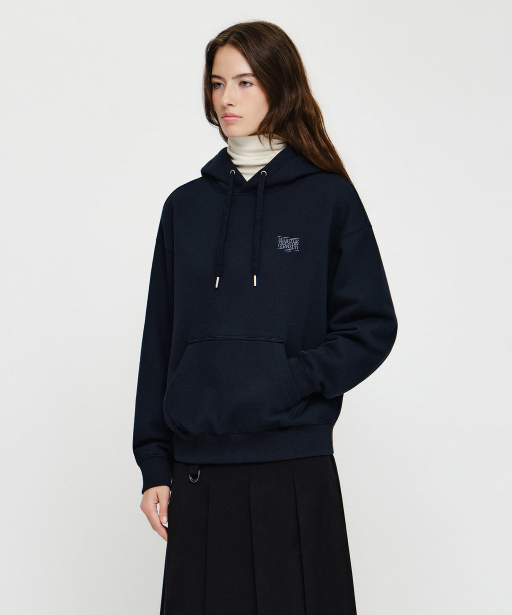Marithe & Francois Girbaud - Small Classic Logo Oversized Hoodie (brushed) (Navy) product image 2 | TRAB K-Fashion Australia