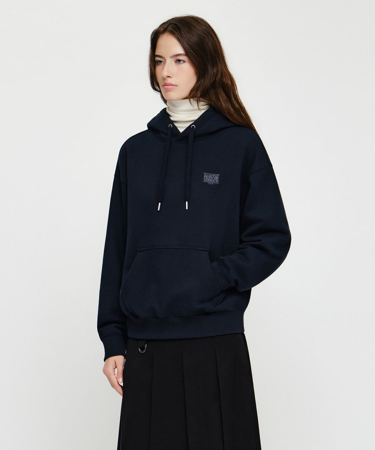 Marithe & Francois Girbaud - Small Classic Logo Oversized Hoodie (brushed) (Navy) product image 2 | TRAB K-Fashion Australia