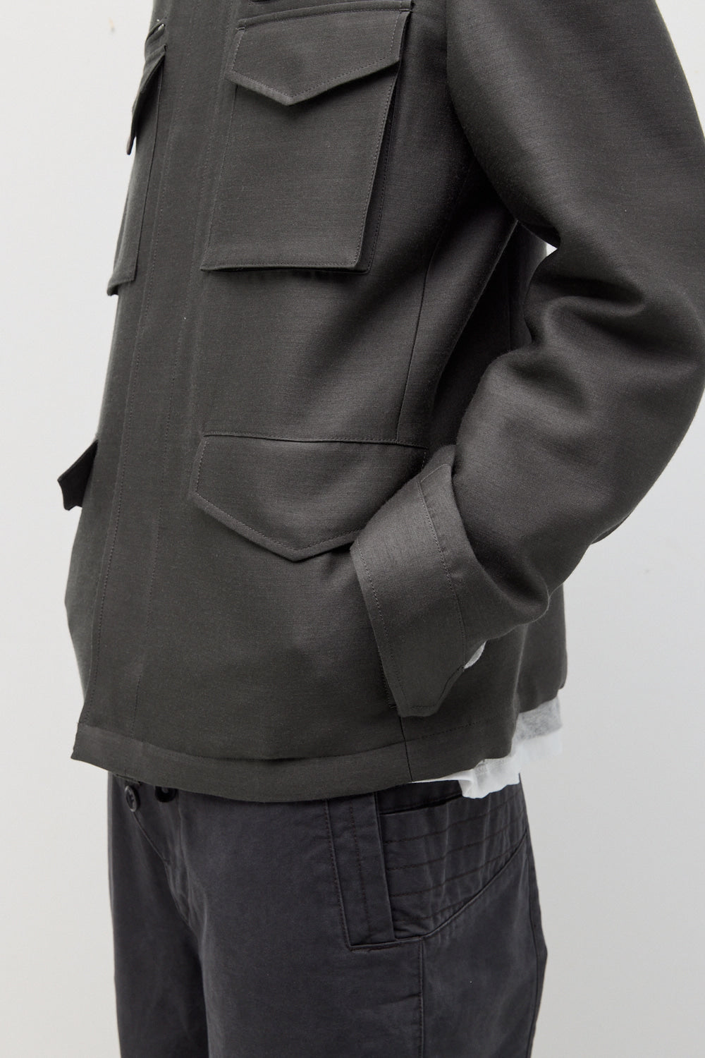 Hatchingroom - Silent M65 Jacket (Wool/Silk Sage) product image 9 | TRAB K-Fashion Australia