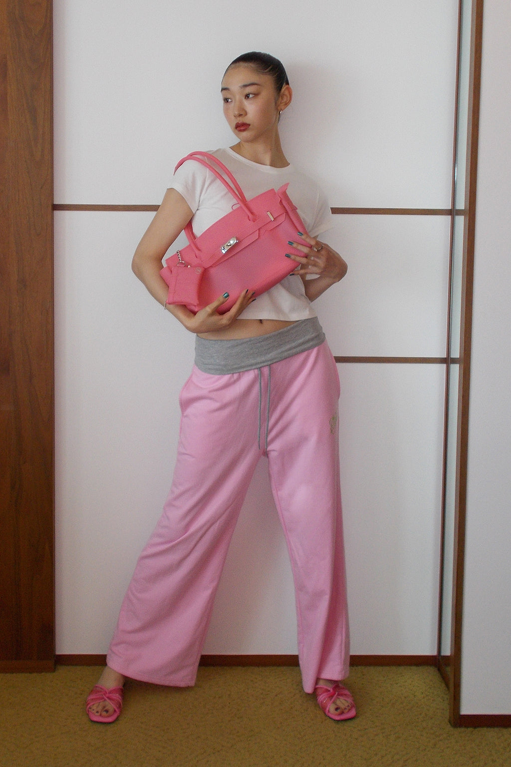 Deinet - Rose Double Sweat Pants (Light Pink) product image 6 | TRAB K-Fashion Australia