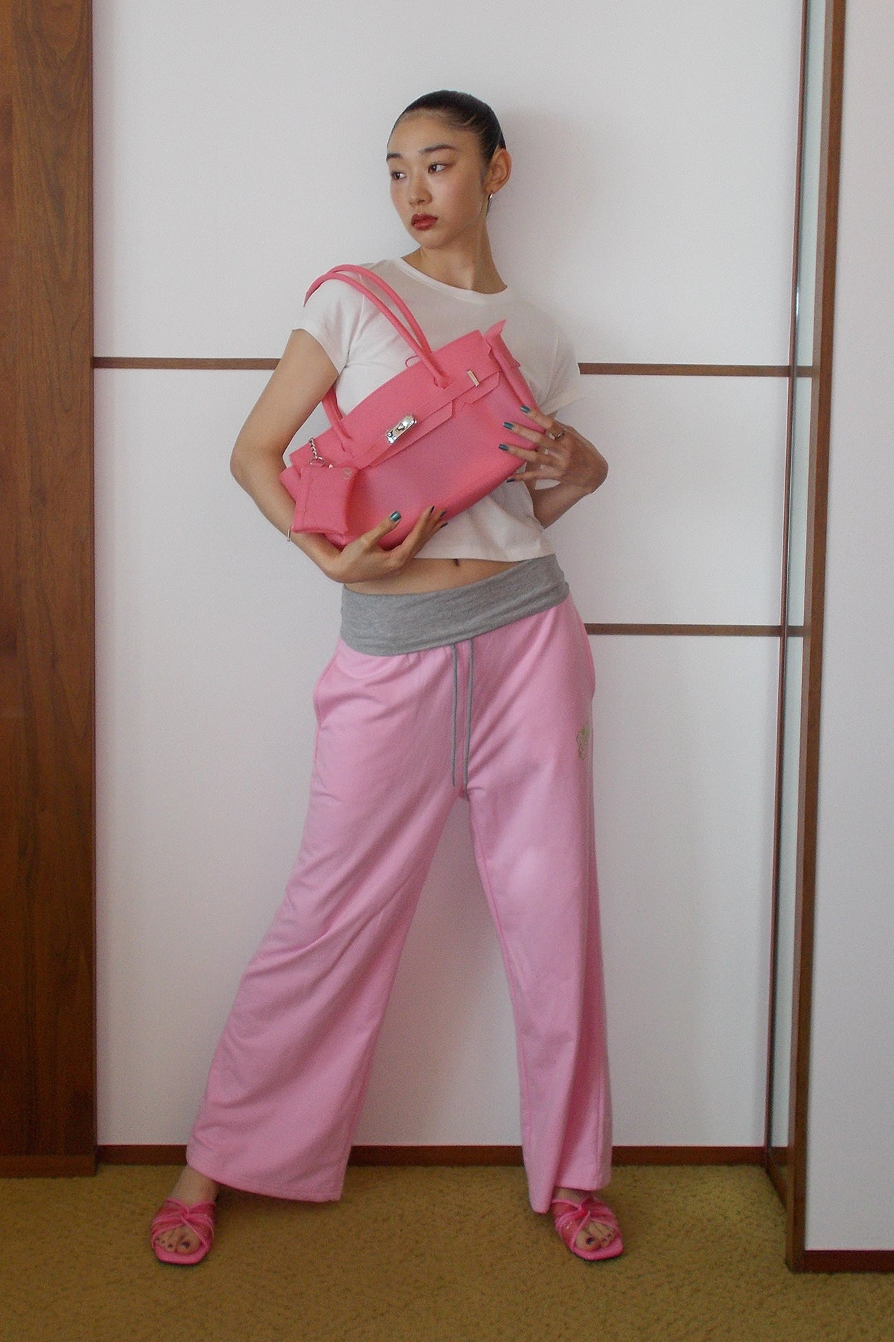 Deinet - Rose Double Sweat Pants (Light Pink) product image 6 | TRAB K-Fashion Australia