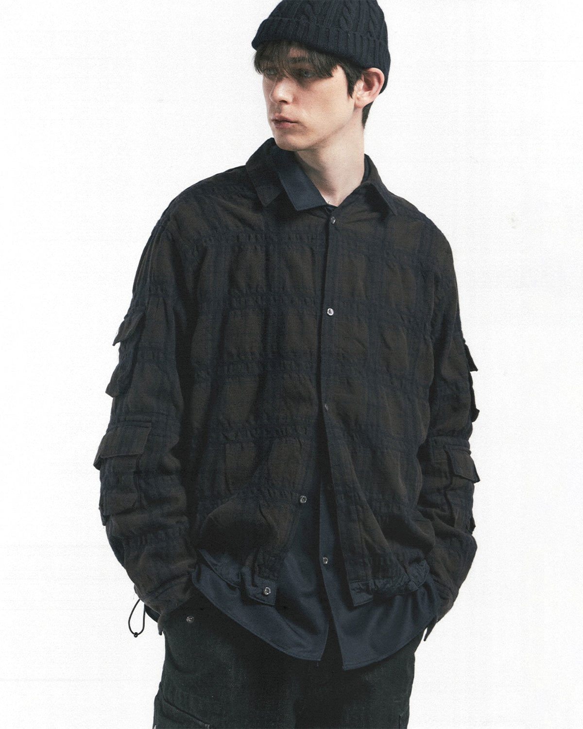 Eastlogue - Magazine Pouch Shirts (Brown Navy Check) product image 7 | TRAB K-Fashion Australia