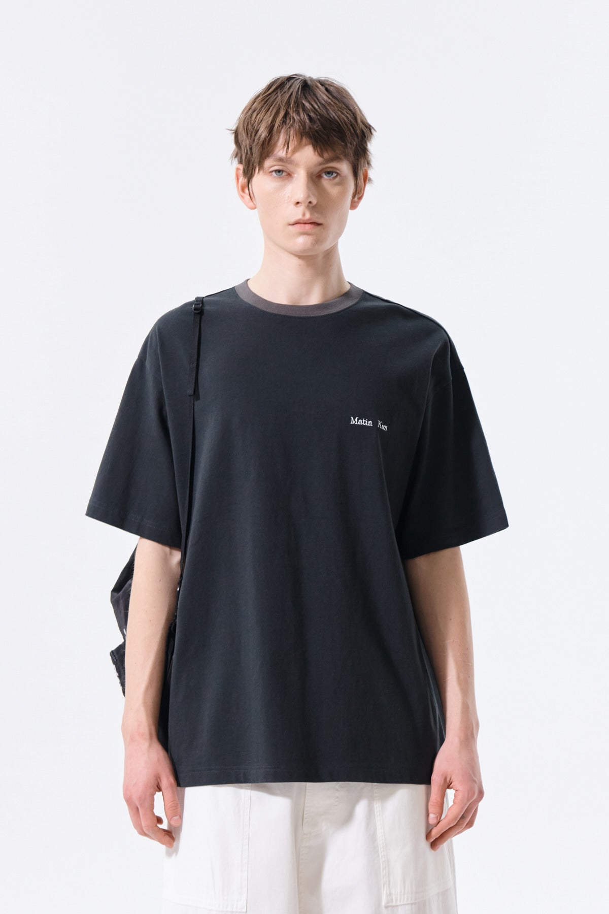 Matin Kim - Tonal Rib Back Logo Top (Black) product image 11 | TRAB K-Fashion Australia