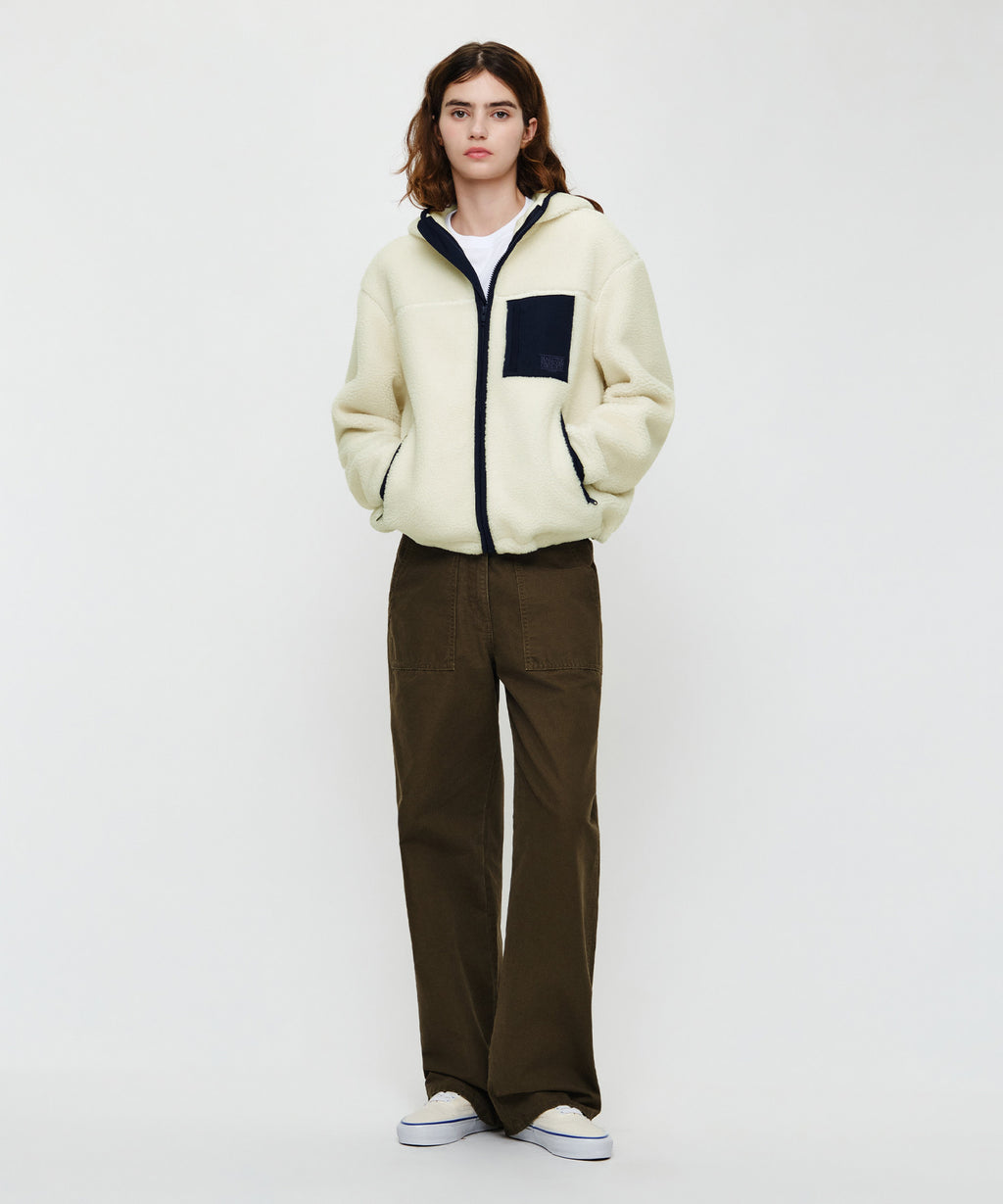 Marithe & Francois Girbaud - Hooded Color Block Fleece Jacket (Ivory) product image 4 | TRAB K-Fashion Australia