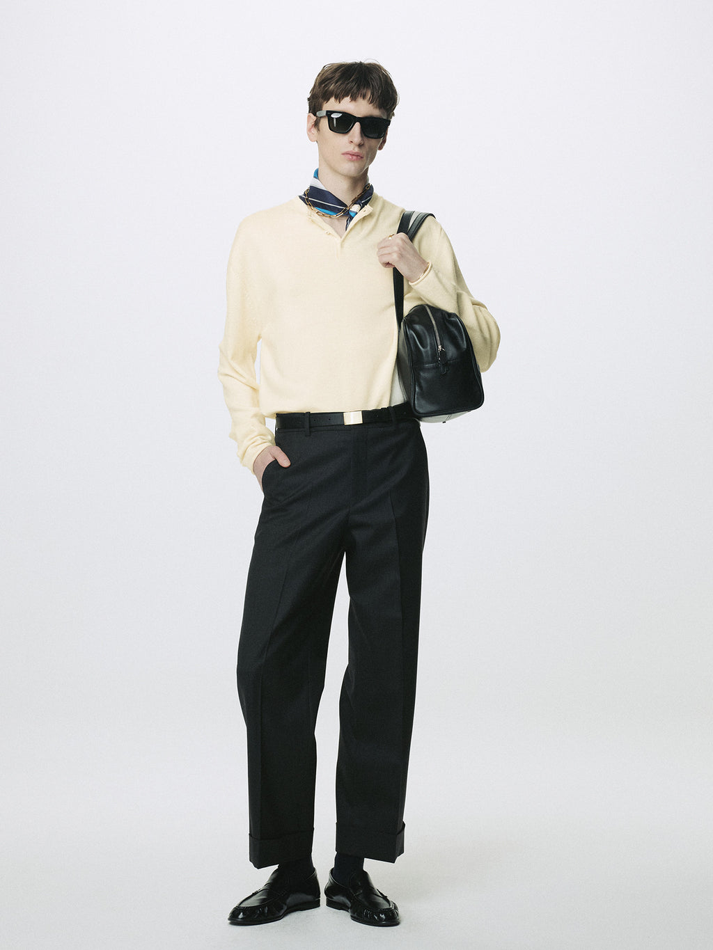 Tonywack - Extra Fine Wool Raw Hem Henley Neck Knit (Ecru) product image 1 | TRAB K-Fashion Australia