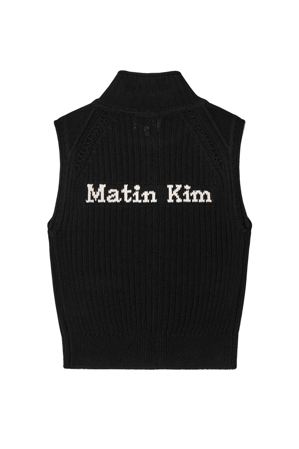 Matin Kim - Back Logo High Neck Knit Vest (Black) product image 2 | TRAB K-Fashion Australia