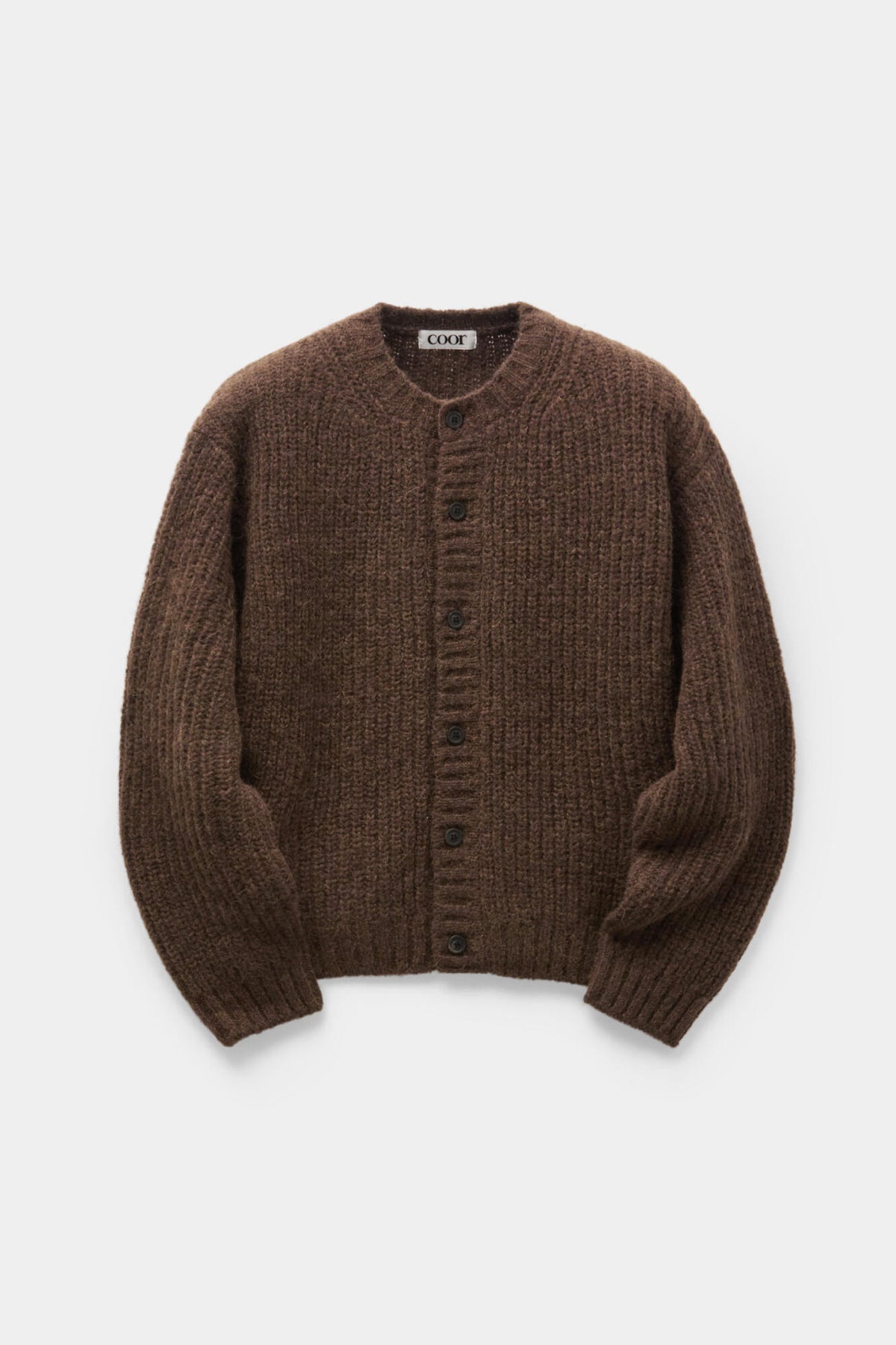 Coor - Hairy Button Up Round Cropped Cardigan (Brown) product image 1 | TRAB K-Fashion Australia
