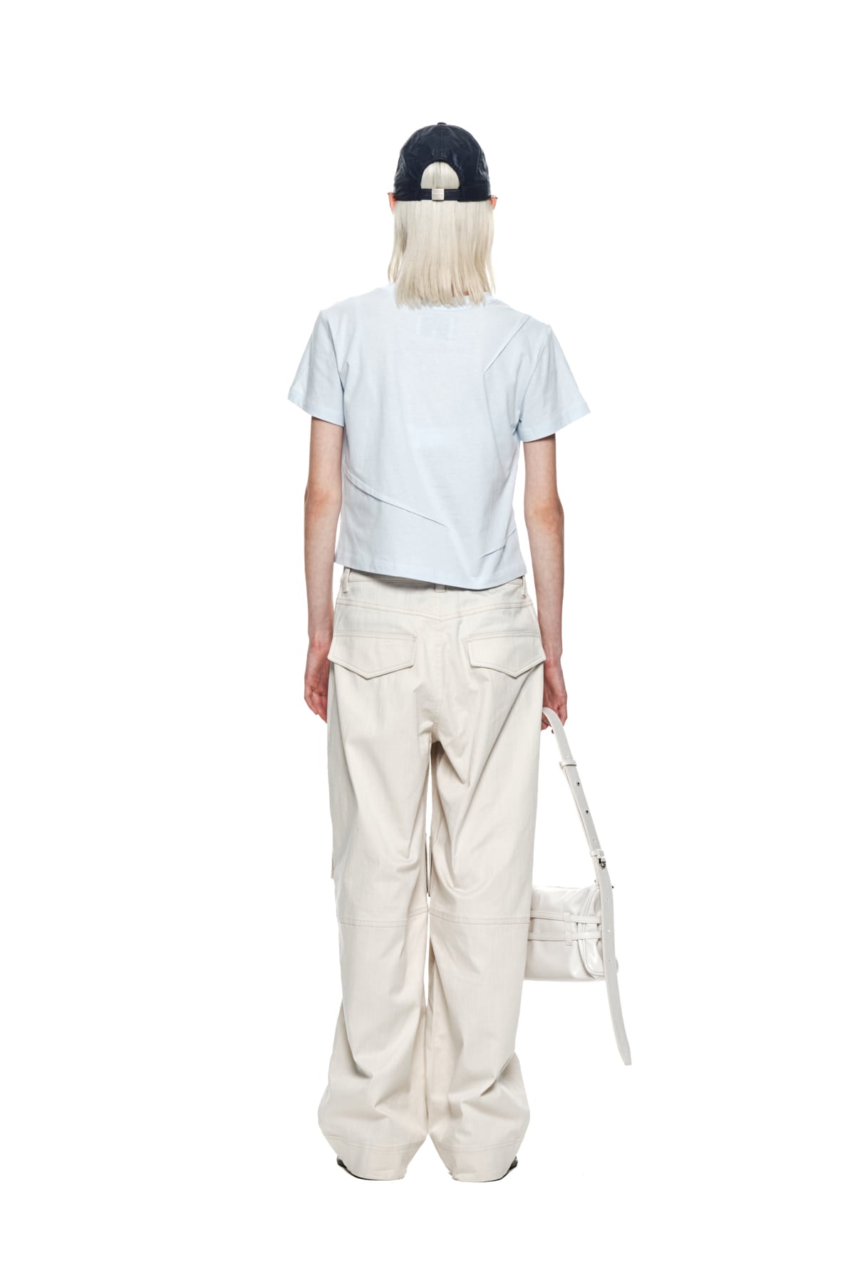 Matin Kim - Slit Pintuck Point Crop Top (Blue) product image 7 | TRAB K-Fashion Australia