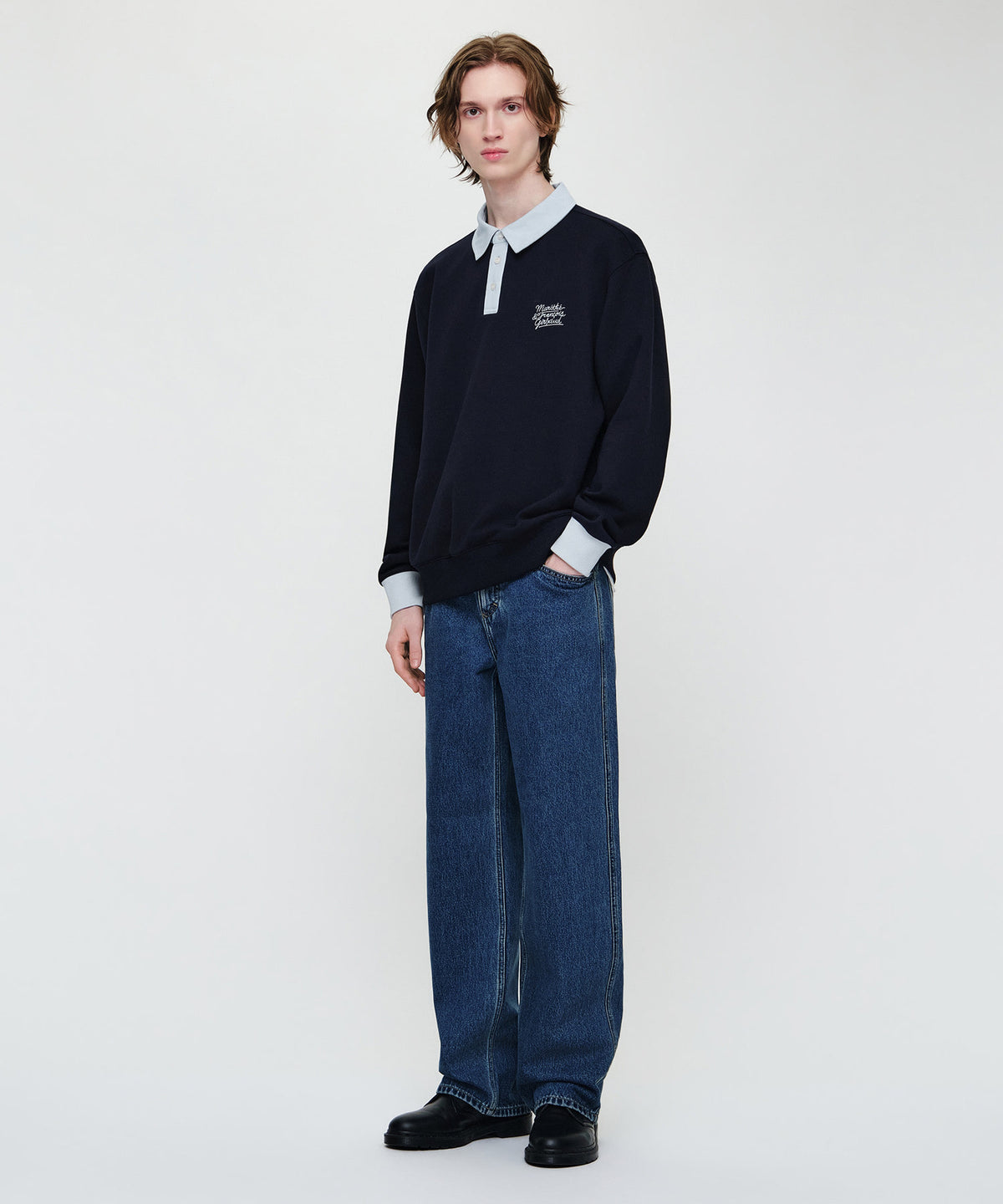 Marithe & Francois Girbaud - X-pocket Semi-wide Denim Pants (Blue) product image 5 | TRAB K-Fashion Australia