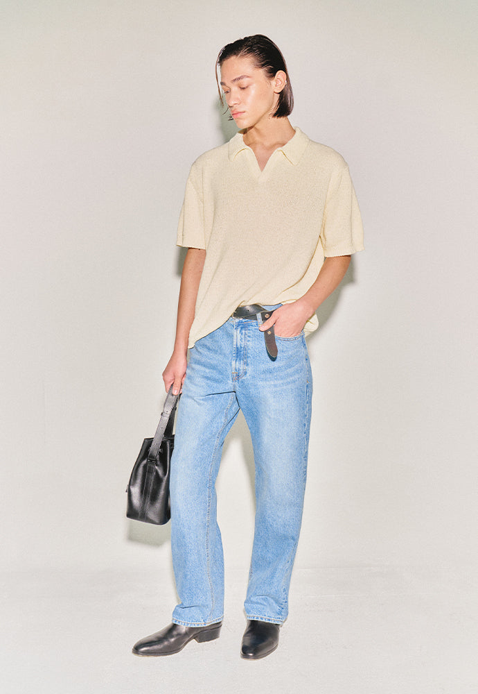 Tonywack - Soft Textured Boucle Open-Collar Knit (Pale Yellow) product image 2 | TRAB K-Fashion Australia