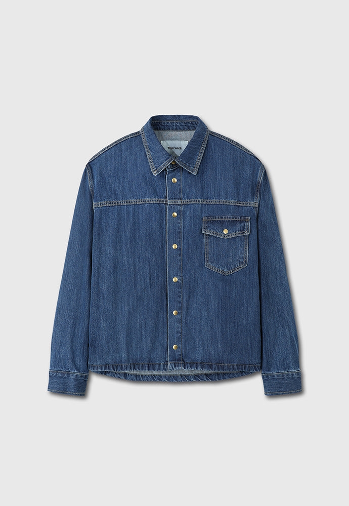 Tonywack - One Pocket Cropped Denim Blouson (Mid Blue) product image 7 | TRAB K-Fashion Australia