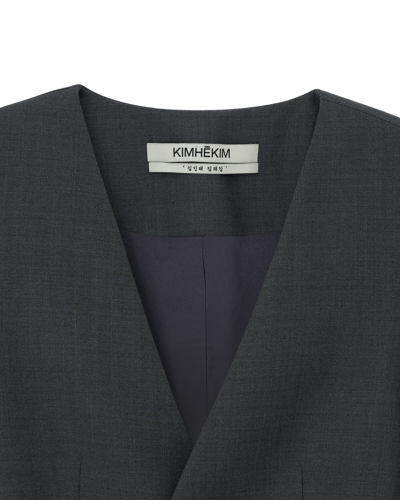 Kimhe Kim - Collarless Wool-Blended Jacket (Grey) product image 10 | TRAB K-Fashion Australia