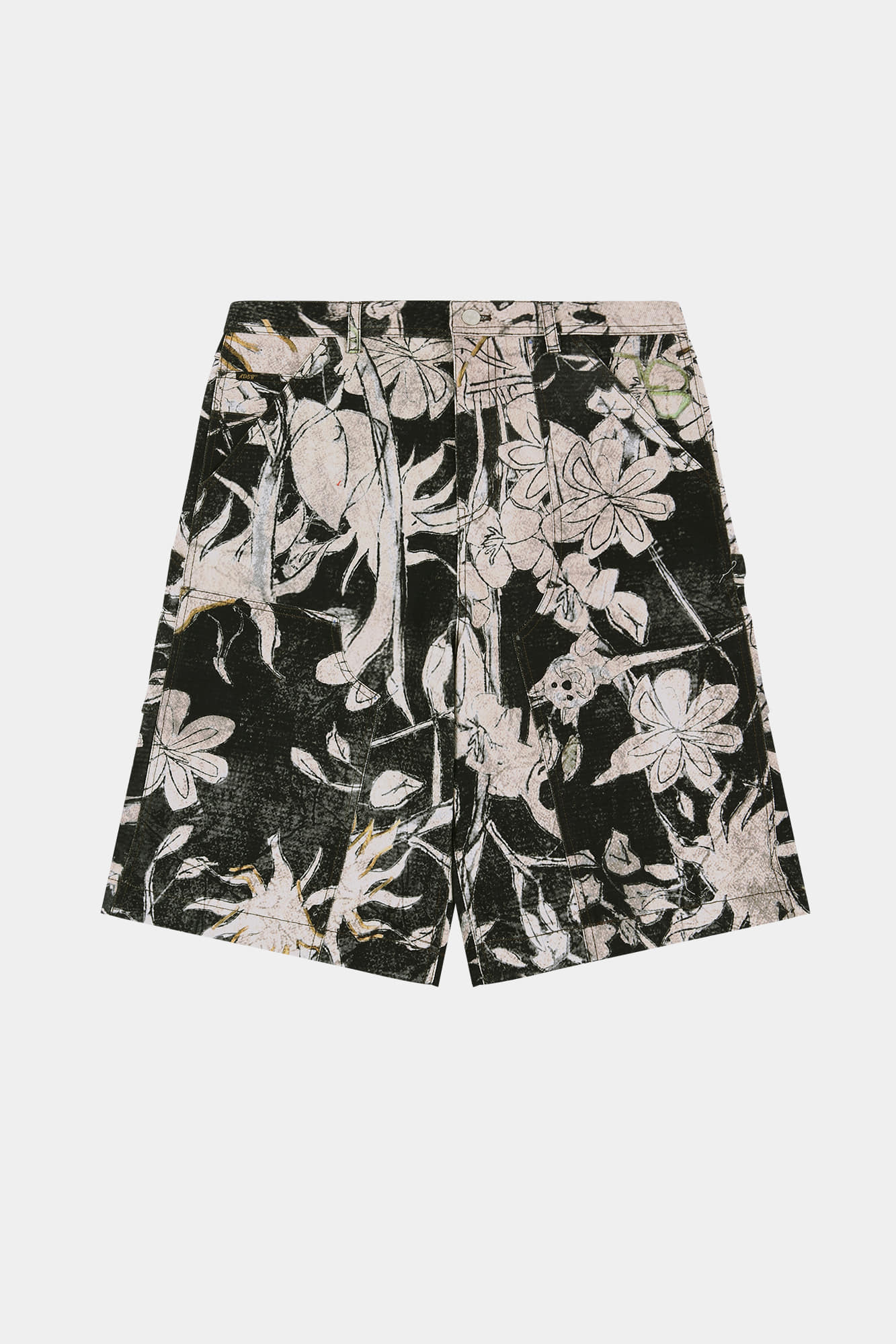 Andersson Bell - Flower Printed Carpenter Shorts (Black/Beige) product image 9 | TRAB K-Fashion Australia