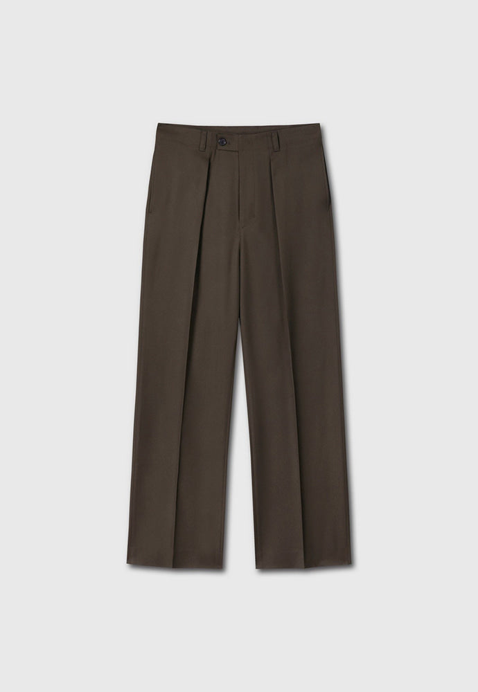 Tonywack - Wool Twill Pleated Wide Trousers (Brown) product image 6 | TRAB K-Fashion Australia