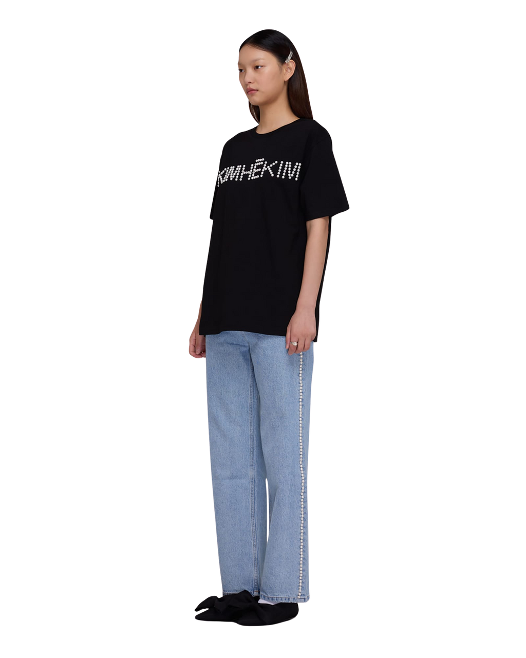 Kimhe Kim - Pearl Embellished Wide Leg Denim Pants (Sky Blue) product image 12 | TRAB K-Fashion Australia