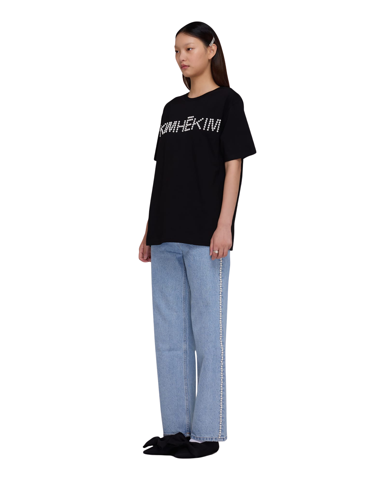 Kimhe Kim - Pearl Embellished Wide Leg Denim Pants (Sky Blue) product image 12 | TRAB K-Fashion Australia