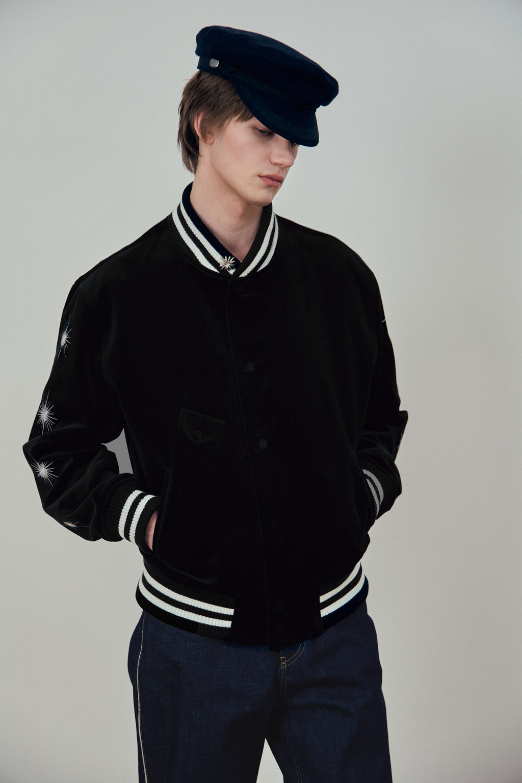 Stu - Embroidery Velvet Varsity (Black) product image 15 | TRAB K-Fashion Australia