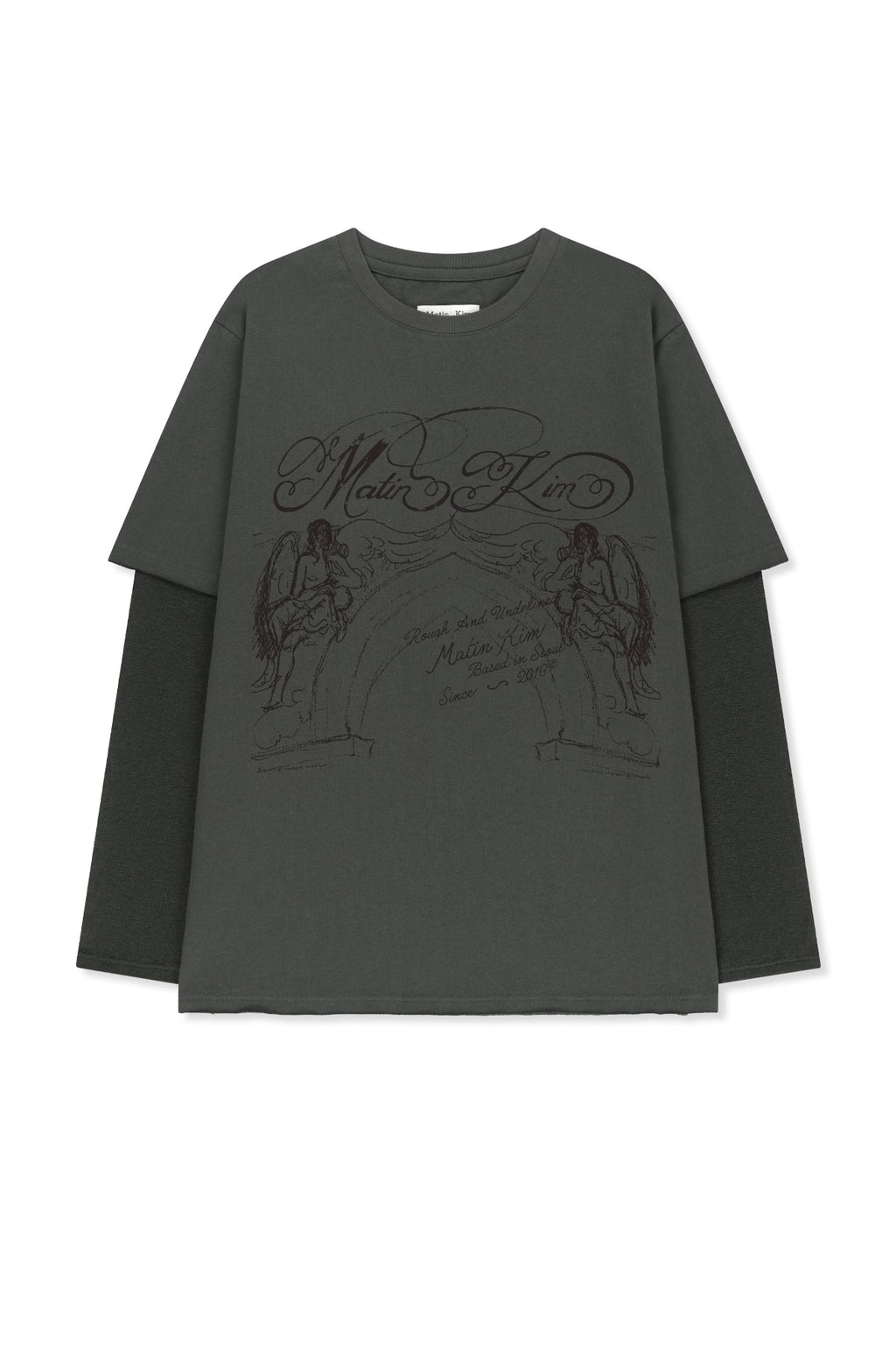 Matin Kim - Graffiti Artwork Layered Top (Charcoal) product image 1 | TRAB K-Fashion Australia