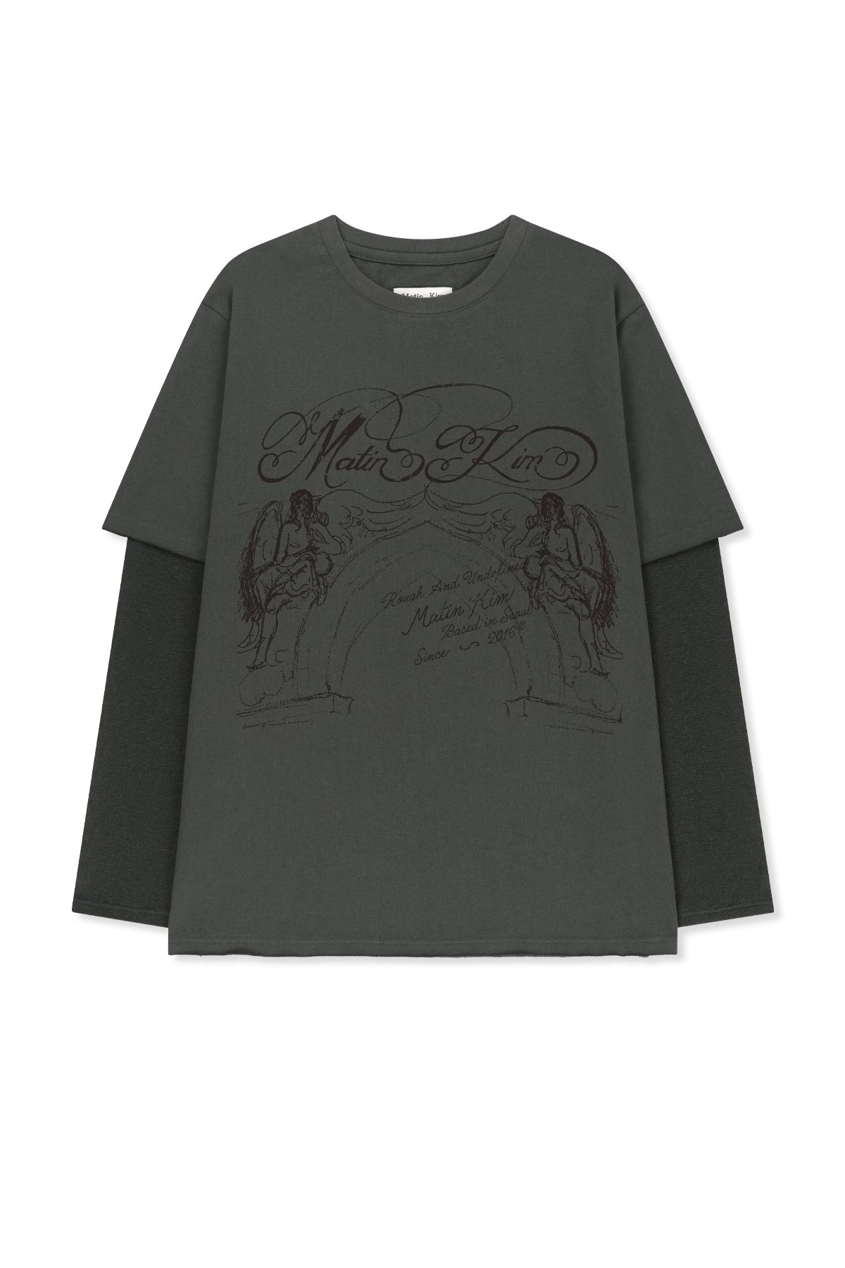 Matin Kim - Graffiti Artwork Layered Top (Charcoal) product image 1 | TRAB K-Fashion Australia