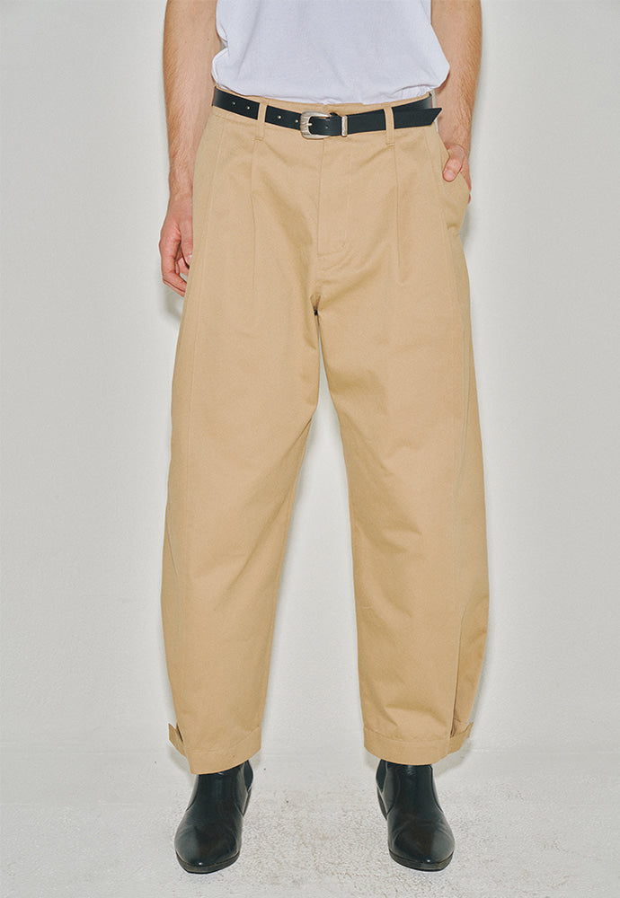 Tonywack - Wide Cut Hidden Snap Closure Trousers (Beige) product image 4 | TRAB K-Fashion Australia